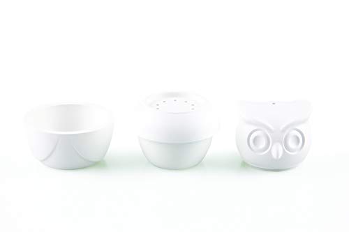 QUALY Salt and Pepper Shaker / Egg Cup in One Owl Format White Approx. 8 x 4 cm Children Food Gift