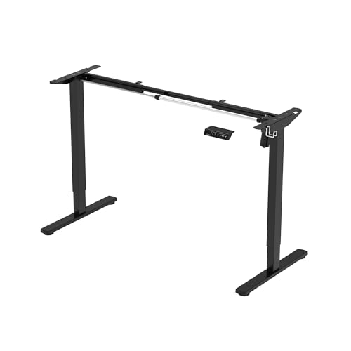 ErgoYou Electric Height Adjustable Table Motorized Ergonomic Sit Stand Computer Desk - 80 Kgs Max Weight Capacity - SM4 Series - Black Steel Frame