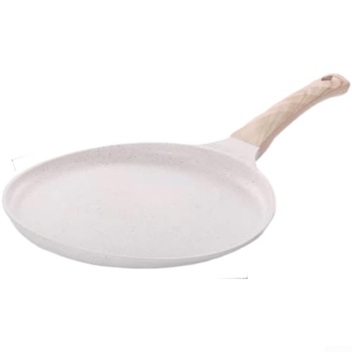 Posheliox Maifan - Sartén de piedra antiadherente de aleación de aluminio para crepes y panqueques, compatible con inducción, para cocina, utensilios de cocina, desayuno, negro o blanco (blanco 28 cm)
