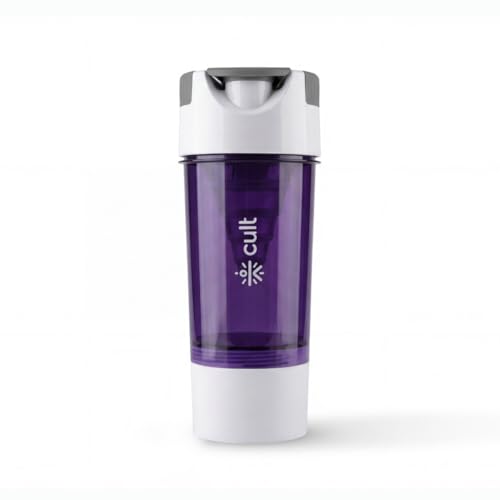 Image of CULT Gym Shaker Pro 500ml - Cyclone Blender Shaker Bottle for Protein Shake | 100% Leakproof Workout Water Sipper for Men & Women | Durable Fitness Supplement Bottle (Purple)