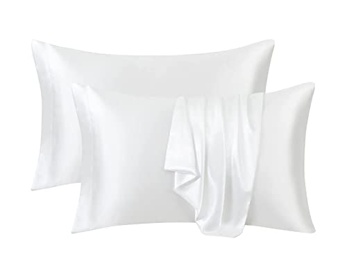 Ersmak Fronhas de cetim Queen conjunto de 2, fronhas de cetim ultra macias e sedosas para cabelo e p