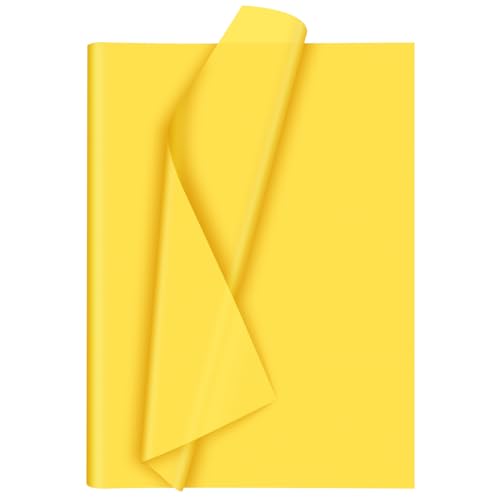 Morcheiong 60 hojas de papel de seda amarillo para envolver regalos, papel de seda a granel para manualidades, manualidades, cumpleaños, otoño, Acción de Gracias, fiesta, festival (20 x 14.5