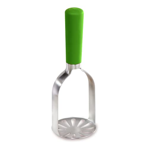 Loisa | Stainless Steel Masher | Kitchen Utensil for Potatoes, Plantains, Beans | Latin Kitchenware | Green Masher