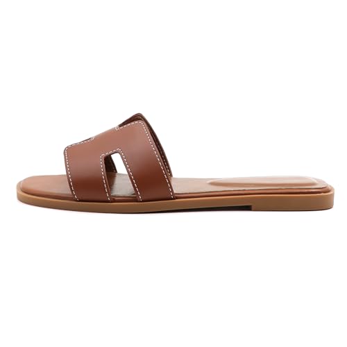 Women's Flat Sandals Slip On Slides Sandals Square Open Toe Fashion Slides Summer Beach Casual 20252
