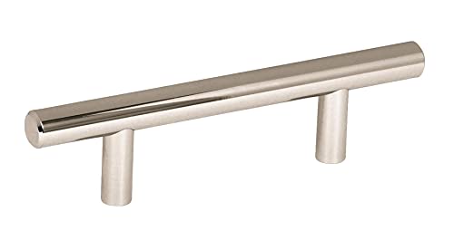 Image of Amerock 3 inch Bar Pulls Polished Nickel Drawer Pull | 3 inch (76mm) Center-to-Center Mounting Distance and 5-3 /8 inches Overall Length, Durable Carbon Steel Cabinet Hardware