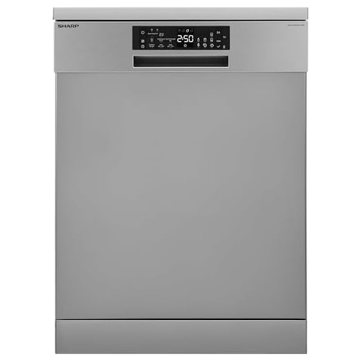 Sharp QW-NA25GF44BS-DE Freistehender Geschirrspüler 60cm / B / 14 Maßgedecke mit Besteckschublade / 8 Programme mit Automatikprogrammen/Halbe Beladung/Startzeitvorwahl/AquaStop/Silber