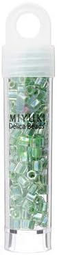 Miyuki Delica 8/0 Cut 5.2grams Japanese Seed Beads - Green Lime AB Lined-Dyed