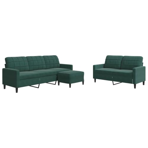 Willood 3 Sitzer + 2 Sitzer Sofa + Hocker Sofagarnitur mit Kissen Dunkelgrün Samt Willood 3 Sitzer + 2 Sitzer Sofa + Hocker Sofagarnitur mit Kissen Dunkelgrün Samt