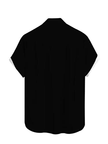 Poker Shirts For Men Bowling Short Sleeve Art Collection Print Casual Button Down Shirts With Chest Pocket #TOP1