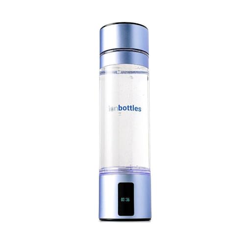 IonBottles Atom Hydrogen Water Bottle - 10 oz 5 PPM SPE/PEM Dual Chamber Pressure Relief Valve Digital Timer BPA-Free Tritan Strong Bottle Design USB Type-C