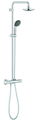 GROHE Colonne de douche avec mitigeur thermostatique Vitalio Start System 160, tête de douche ronde 160 mm, barre orientable,...