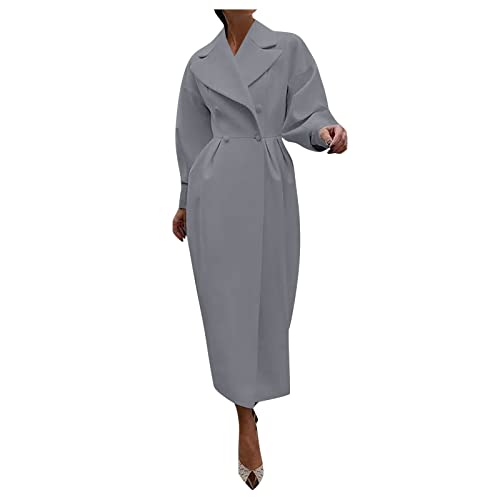 Manteau laine femme automne hiver long manteau chic boutons double rang épais