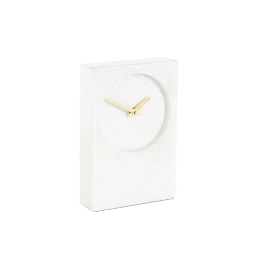 Deco 79 Marble Minimalistic Rectangular Clock with Recessed Numberless Clockface, 6
