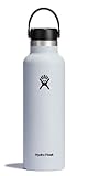 Hydro Flask Water Bottle - Insulated Stainless Steel - Non Spill, Leakproof in 21 Oz White