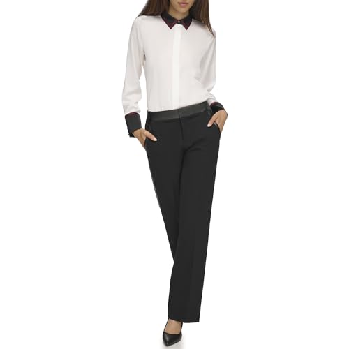 KARL LAGERFELD Women's Ponte Faux Leather Waistband Pant