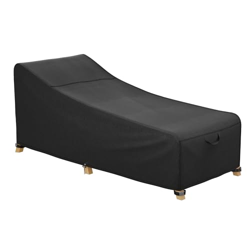 iBirdie Outdoor Lounge Chaise Chair Cover 76L x 28W x 28H inch Waterproof Patio Furniture Covers Lawn Pool Chair Cover 1 Pack Black
