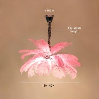 Image of Harold Electricals Modern Pink Ostrich Plumes Chandelier |Creative Feather Dulight Ceiling Pendant Light for Bedroom Living Room Dining Area Cafe Hotel Photography Prop - Bulb Included