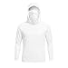 Men's UPF 50+ Sun Protection Hooded Shirt with Face Cover Long Sleeve Lightweight Rash Guard Shirts with Pockets White