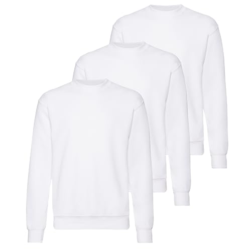 Fruit of the Loom Herren Classic Set In Sweat, 3 Pack Sweatshirt, Weiß...