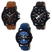 Analog Combo Of 3 Analogue Blue:Black Dial Watches For Men - Ar-621251