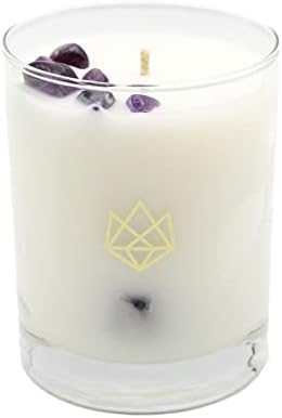 Aluminate Life Luxury Glass Jar Candle, Release - Amethyst Crystal Infused - Scents of Lavender, Bergamot, & Frankincense - Relieve, Support, & Transform - Coconut Wax, Essential Oils, Dr. Developed