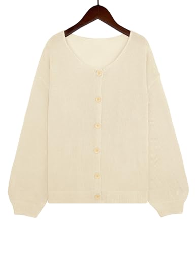 Image of Libsorge Womens Oversized Lightweight Sheer Button Cardigan Spring 2025 Trendy Solid Ribbed Knit Long Sleeve Thin Sweater