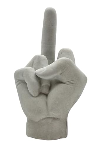 Steinguss Mittelfinger Skulptur Beton Hand Gartenfigur Gartendeko Deko weiss