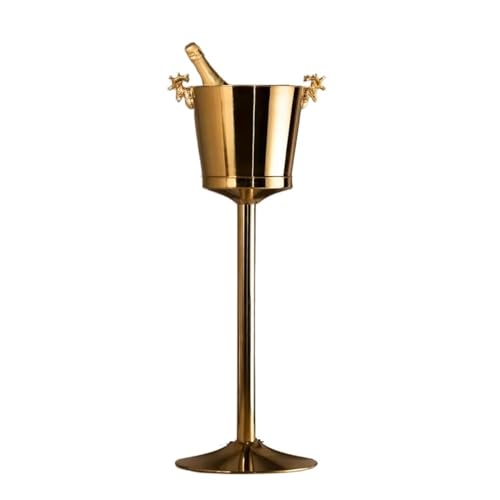 Stainless Steel Ice Buckets Large Free Standing Wine Chiller Wine Coolers and Cellar with Ice Bucket Kitchen Bar Wares(Gold)