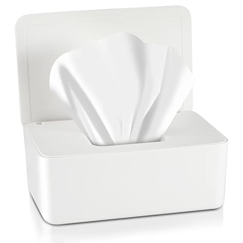 Newtay Dryer Sheet Holder with Hinged Lid, White