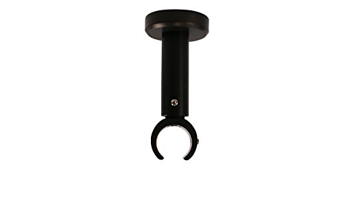 iso-design Deckenträger für Gardinenstangen mit 20 mm Durchmesser Schwarz - Variabler Deckenabstand