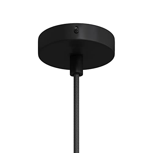 creative cables Kit rosone per lampadario da soffitto linea Mini (serracavo cilindrico, metallo nero, Ø 83 mm, 1 foro) – Fissaggio per lampadari e sospensioni singole