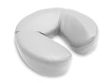 Quirumed WELLCORE - Cuscino viso per massaggio, 25 x 26 x 6 cm, in ecopelle, sfoderabile, con velcro, forma di ferro di cavallo, ergonomico, per lettino da massaggio, bianco