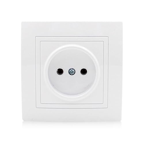 Techinal - European Wall Panel Socket 250V/16A Standard Electrical Wall Outlet Single Flat Plug Ungrounded Socket Flame-Retardant EU Power Socket