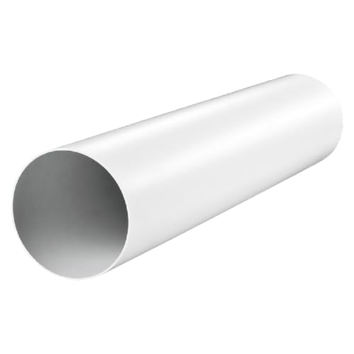 PVC Lüftungsrohr DN100 Ø100mm – 0,5m Länge – starres Rundrohr für Abluft & Dunstabzug – ABS Kunststoff Weiß, 1 Stück