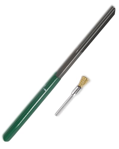 LAMSAM 2-in-1 Fine Grits Fret Edge Dressing File, Toothed Frets Crowning Tool for Luthier Building Repairing Acoustic Guitar with Medium Fretwire, 1mm green