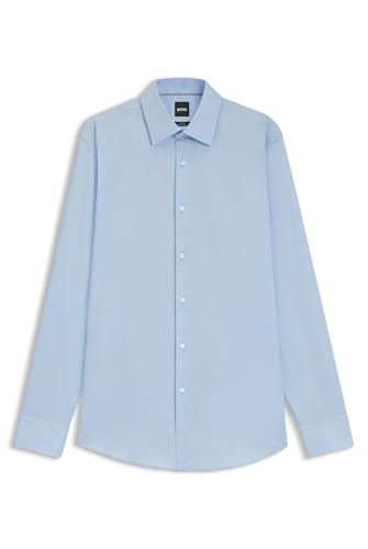 BOSS Mens H-HANK-kent-C1-214 Slim-fit Shirt in Easy-Iron Cotton poplin