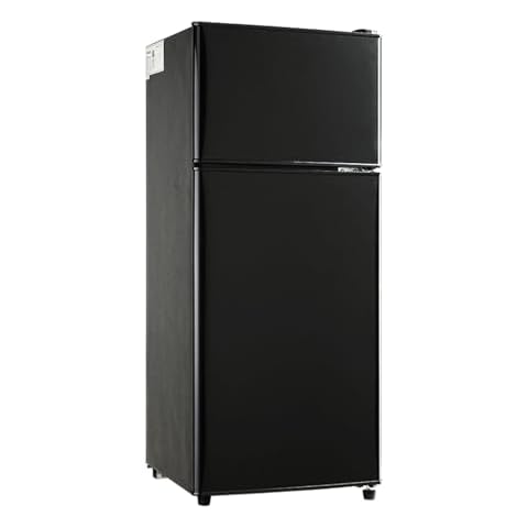 Kazigak Compact Refrigerator Double Door Mini Fridge with Freezer, 3.5 Cu Ft Mini Refrigerator with 7 Level Adjustable Thermostat for Office, Dorm, Apartment, Black Cover