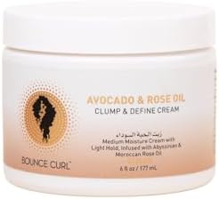 Bounce Curl Avocado and Rose Oil Clump and Define Cream Curl Cream for Curly Hair with Light Hold and Moisture