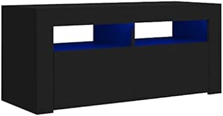 vidaXL TV Cabinet with LED Lights Hifi Stand Media Unit Entertainment Centre Modern TV Unit Desk Bedroom Living Room Furniture Black