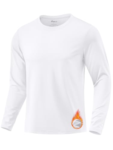 Pudolla Men's Thermal Fleece Base Layer Shirt (White L)