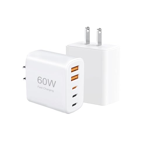 [2-Pack] 60W Multi-Port USB-C Fast Charging Module, 5-Port Wall Charger, Compatible with iPhone 17/16/15/14/13/Pro Max/Plus Series, iPad, Samsung S25/S24/S23, and Other Devices - image 1