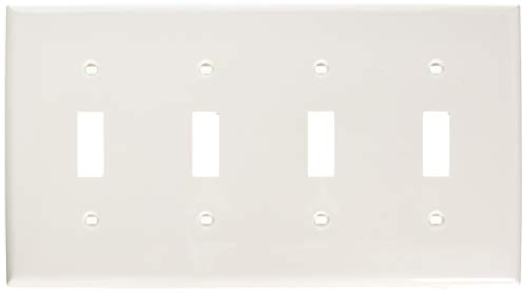Standard Size 4-Gang Toggle Device Switch Wallplate, White, 10-Pack