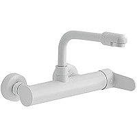 Wall Mounted Kitchen Faucet Folding- Hot And Cold Water Swivel Brass Sink Faucet Black - View #9