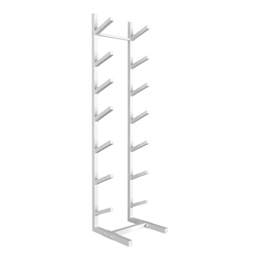 PFCDZDU Skateboard Racks Floor Stand, Iron Skate Board Rack, Decks Longboards Standard Skateboards Snowboard Display Shelf Ski Holder Organizer (Color : White, Size : 9.8x9.8x46.9IN)