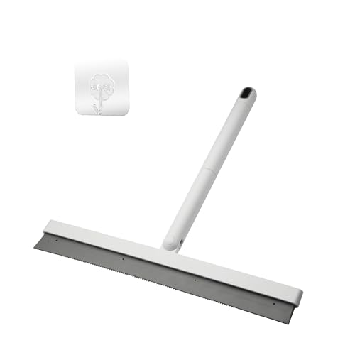 Elalove Raclette Douche 34 cm avec Rotation 180° et Crochet Blanc - Raclette Vitre Silicone pour Salle de Bain, Fenêtres, Miroirs et Carrelage