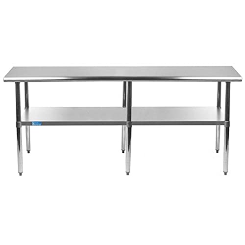 30  X 96  Stainless Steel Work Table with Undershelf | NSF Certified | Laundry Garage Utility Bench | Kitchen Island Food Prep