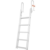 VEVOR Dockleiter, hochklappbar, 5 Stufen, 158 kg, Aluminium-Ponton-Bootsleiter mit breiter Stufe und rutschfesten Sprossen, Schwimmtrittleiter zum Einsteigen auf Schiffen/See/Pools/auf dem Meer