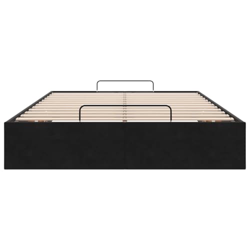 Vidaxl Struttura Letto Pouf Senza Materasso Nero 120X190 Cm Velluto, Giroletto Con Contenitore, Imbottito, Singolo Pouf, Pouf Giroletto, Sottoletto - 7