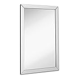 Hamilton Hills 24x36 Inch Rectangular Polished Silver Framed Mirrors for Wall | Large Luxury Mirror with 2in Angled Beveled Edge Frame | Hanging Vanity for Hallway, Entry, Bedroom & Bathroom Mirror