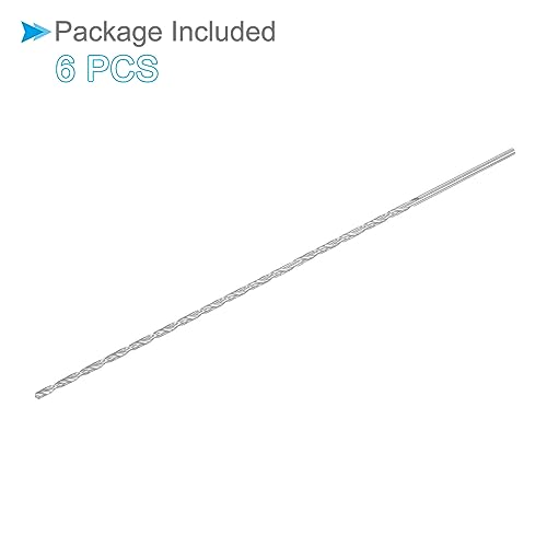 CoCud Extra Lange Spiralbohrer 2.5mm Bohrer Bit Durchmesser 200mm Gesamt Länge Schnellarbeitsstahl Drehbohrer - (Anwendung: für Gehärtetes Metall Holzarbeiten Plastik Aluminium) 6Stk